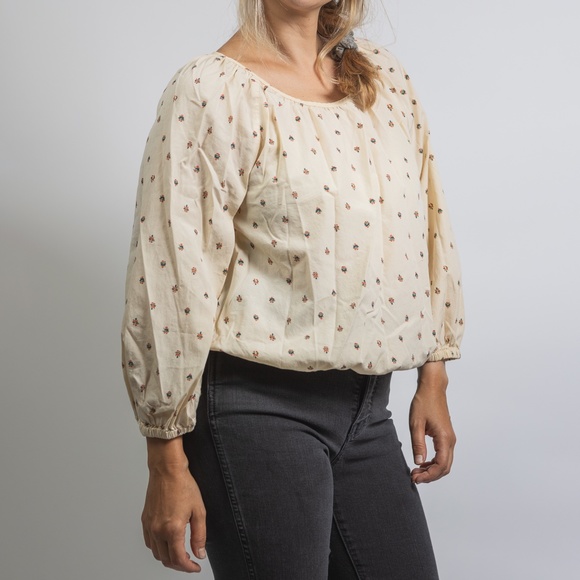 MADEWELL Puff Sleeve Top with Simplistic Pattern - Picture 4 of 4